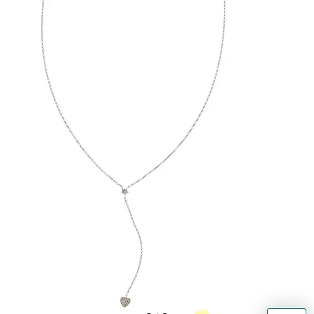 Adornia White Rhodium Star and Heart Y Necklace